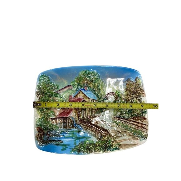 Hand-Painted Japan 3D Ceramic Scenic Plates Country, Winter & Spring  Plaque Set - Picture 7 of 7